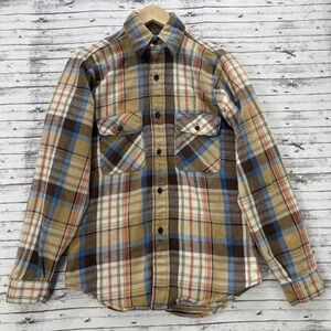 VINTAGE Five Brother Shirt Mens Small Plaid Flannel 90s Grunge Made In USA